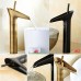 Dovewill Home Waterfall Bathroom Sink Vessel Faucets Deck Mounted Spout Black/Brass Basin Mixer Taps - Brass - B07843D6NG